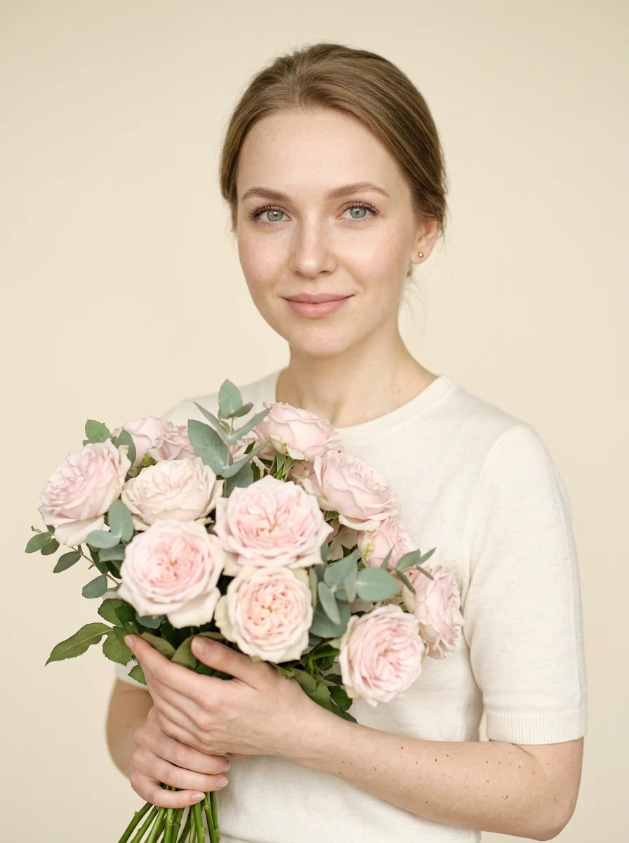 С букетом роз