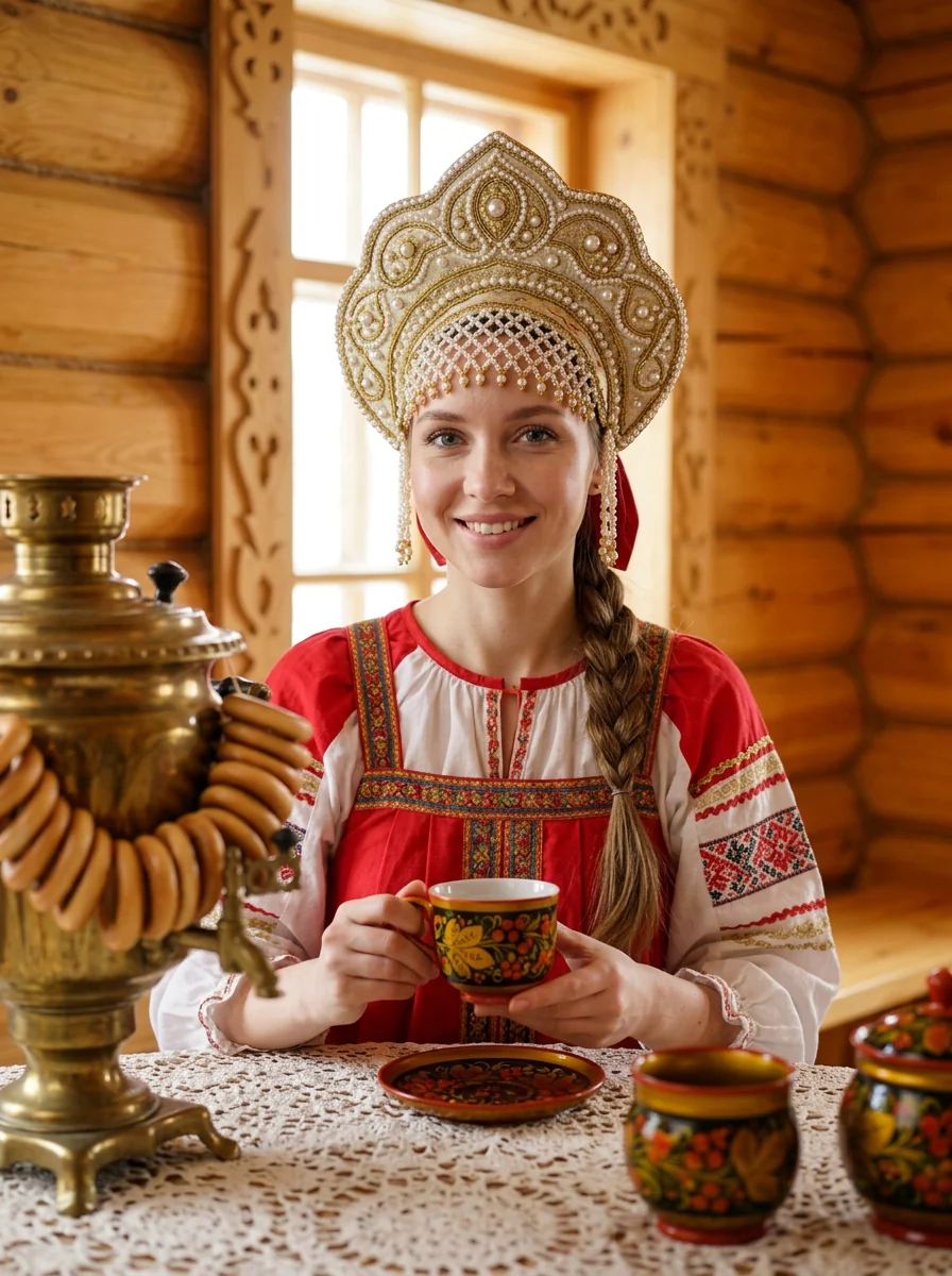 Русский стиль: кокошник и самовар — пример 1