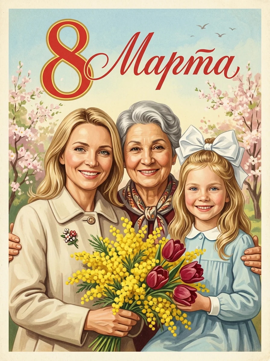 Советская открытка к 8 Марта