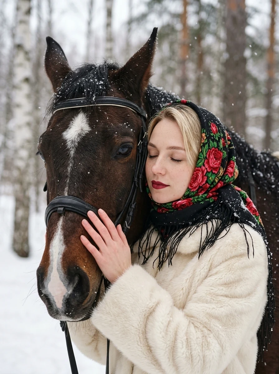 Зимняя сказка с лошадью